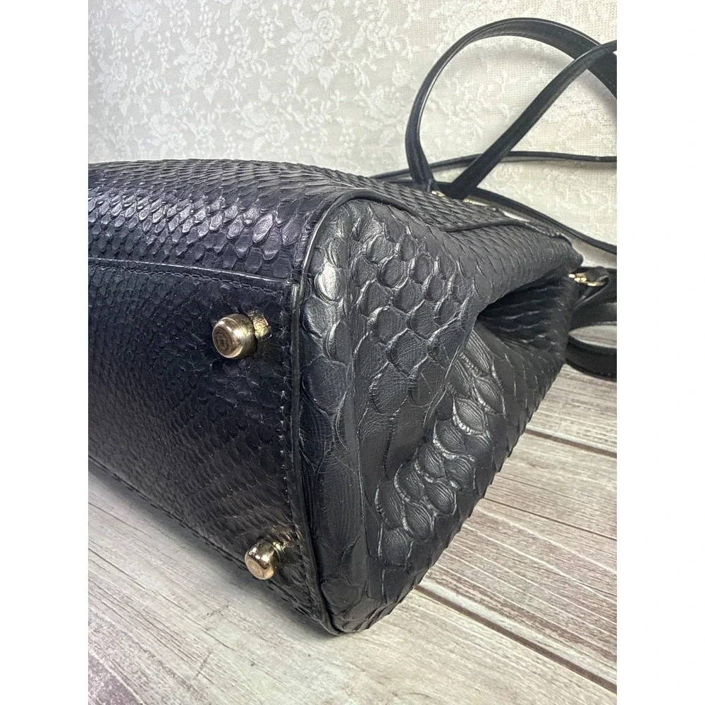 Coach 36879 Stamped Snakeskin Stanton Carryall‎ Navy Leather Handbag